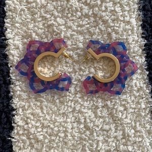 Pink blue and gold geometric hoops